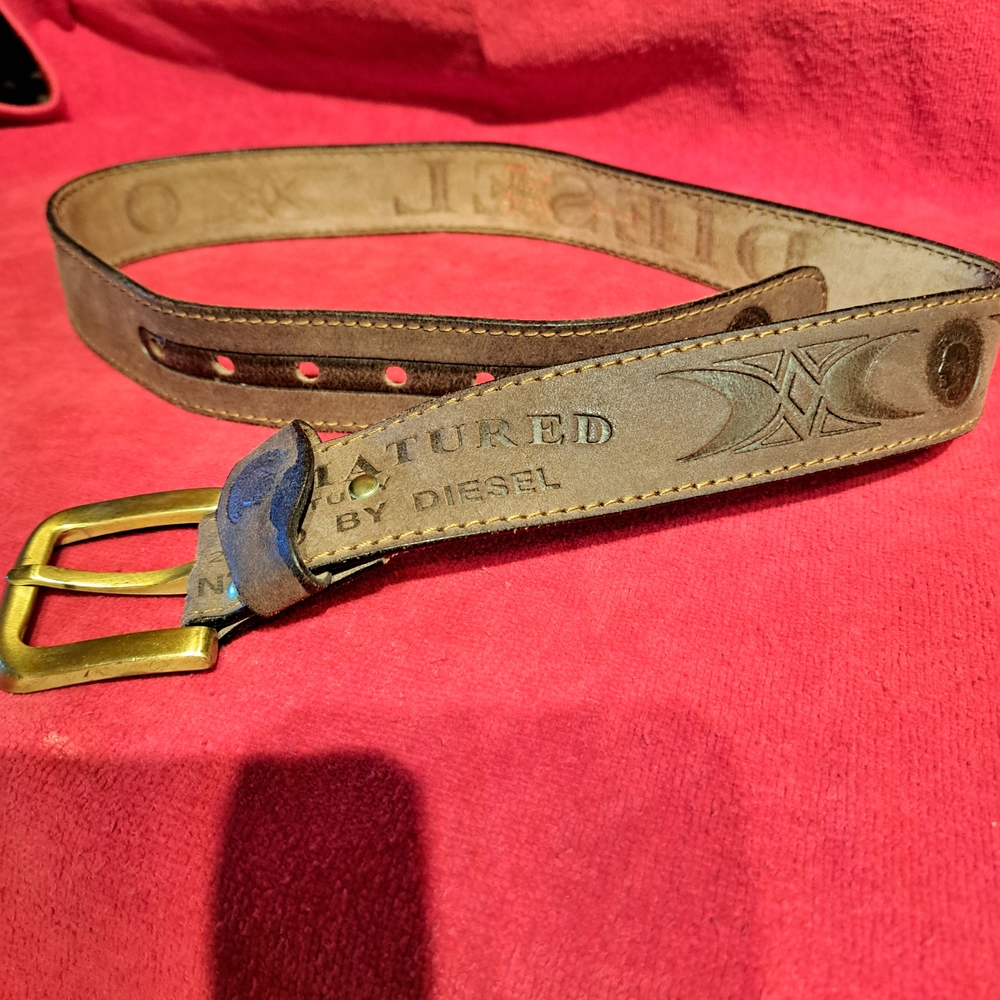 Diesel Brown Leather Belt for Men